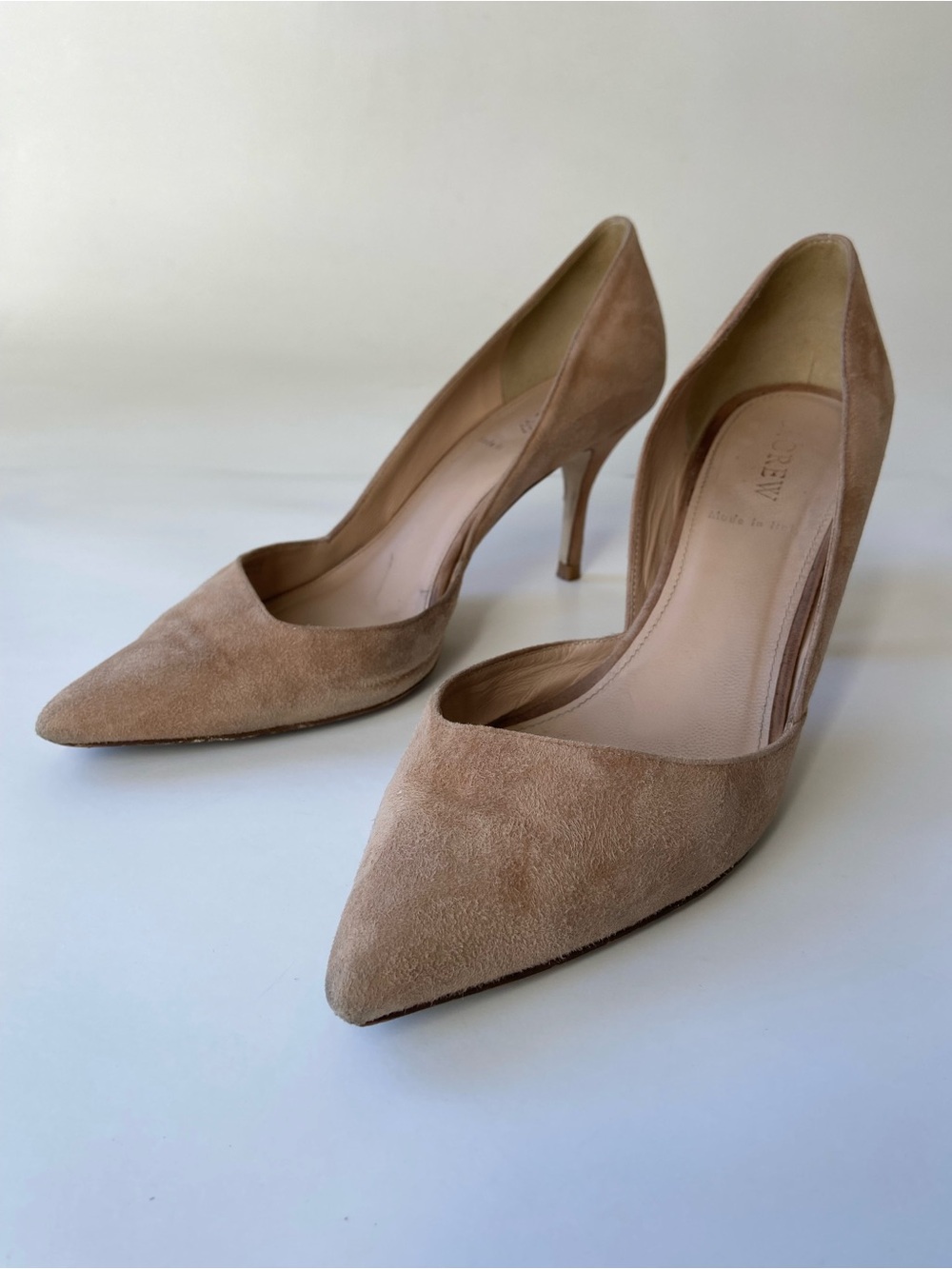 Classic J Crew Pointed-Toe Suede Pumps - Taupe